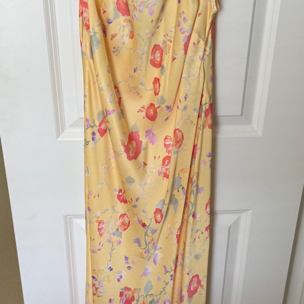 RIXO Yellow Floral Midi Dress with Pink Accents - Picture 5 of 5